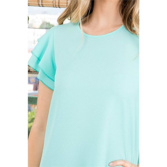 Plus Size Mint Short Sleeve Blouse - Picture 2 of 7